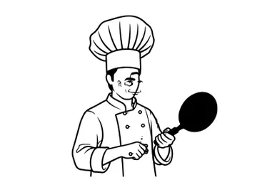 Silhouette of a chef holding a frying pan preview picture