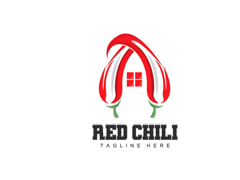 Red Chili Logo, Hot Chili Peppers Vector, Chili Garden House Illustration, Company Product Brand Illustration