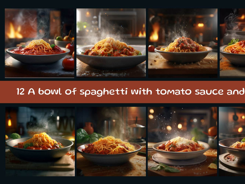 A bowl of spaghetti with tomato sauce and basil