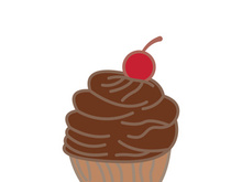 Sweet cake template logo design vector illustration of silhouette with cherries