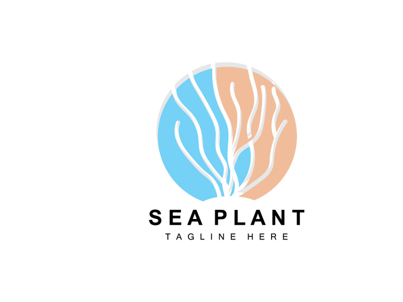 Seaweed Logo, Sea Plants Vector Design, Grocery And Nature Protection