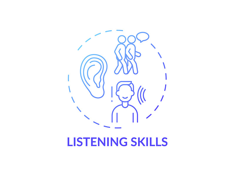 Listening skills blue gradient concept icon