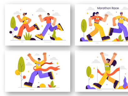 9 Marathon Race Sport Illustration