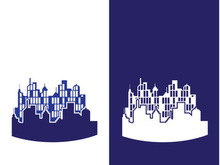 Modern city skyline icon silhouette vector illustration design