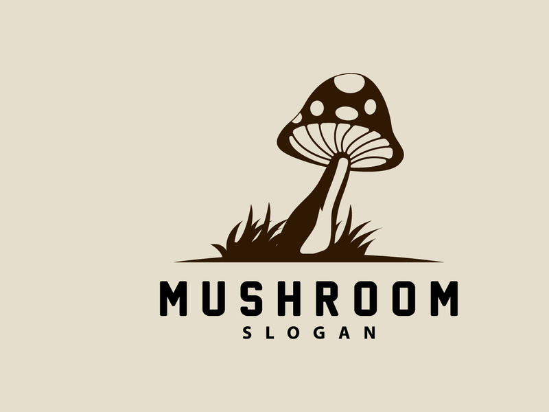 Mushroom Logo, Retro Minimalist Design