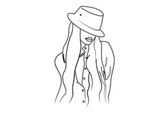 Line Art Flower Drawing Women