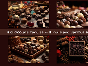 Chocolate candies with nuts and various fillings preview picture
