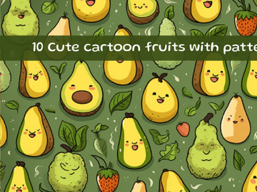 Cute cartoon fruits with pattern preview picture
