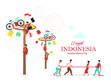 Indonesia Independence Day flat poster vector template preview picture