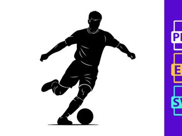 Soccer player kicking a ball in dynamic motion on the field preview picture