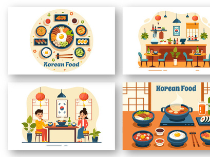 12 Korean Food Illustration