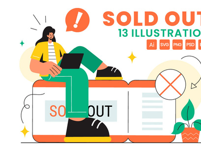 13 Sold Out Vector Illustration