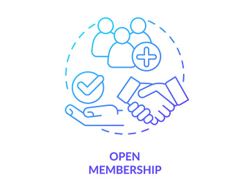 Open membership blue gradient concept icon preview picture