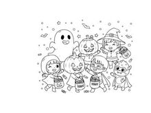 Halloween kids trick or treat group vector illustration flat design