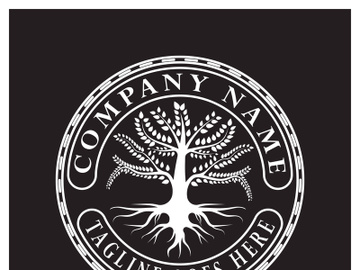 Root Leaf Family Tree of Life Oak Banyan Maple Stamp Seal Emblem Label logo design vector preview picture