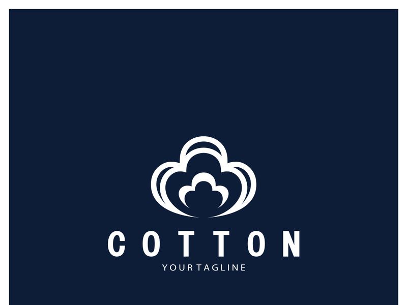 Soft natural organic cotton flower plant logo for cotton plantations, industries,business,textile,clothing and beauty,vector