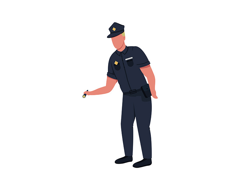 Police officer flat color vector faceless character