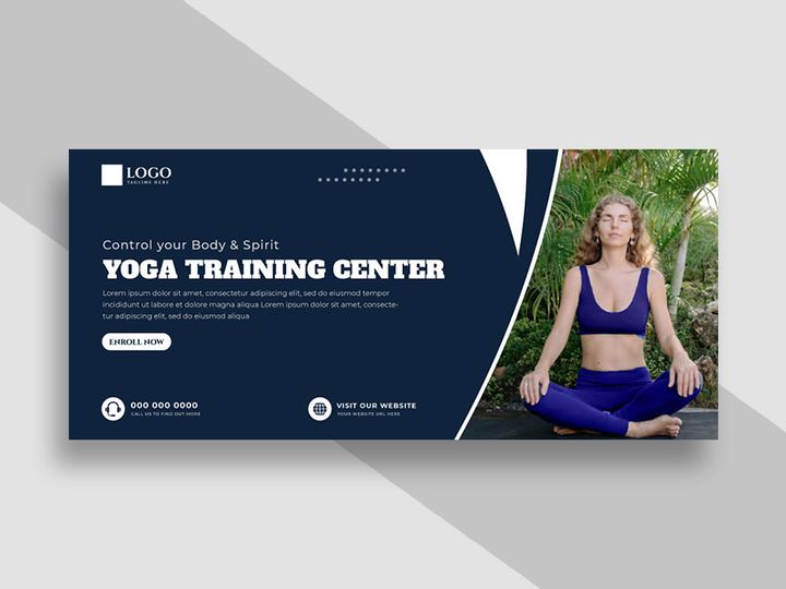 Yoga Fitness Facebook Cover Banner Ver-8