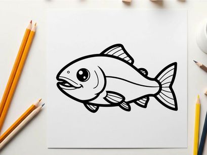 Cute smiling fish swimming vector illustration flat design