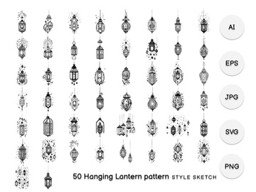 Hanging Lantern Pattern Element Black preview picture