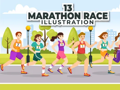 13 Marathon Race Sport Illustration