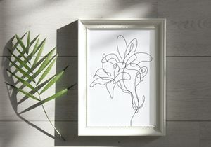 Abstract Flower Lily one line art drawing singulart aesthetic minimalist