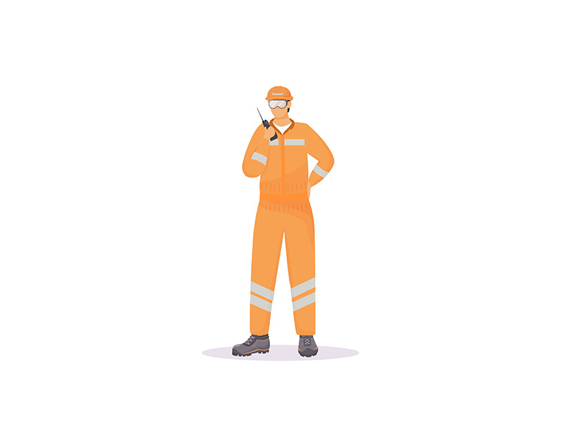 Man in reflective suit flat color vector faceless character