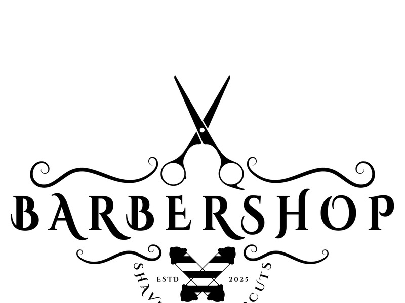 Barbershop logo vintage, retro, haircut, shaving, with scissors, shaving pole, comb, razor. for business, emblems, labels, barber shops, badges.