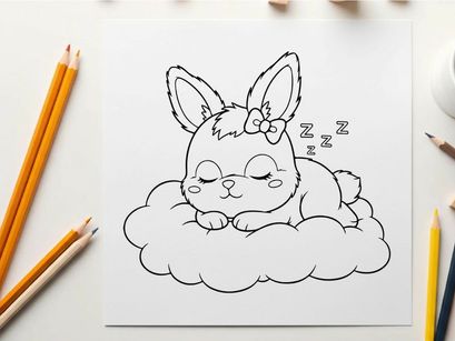 Cute sleeping bunny with zzz vector illustration