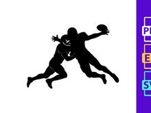 Two american football players in action one catching a ball