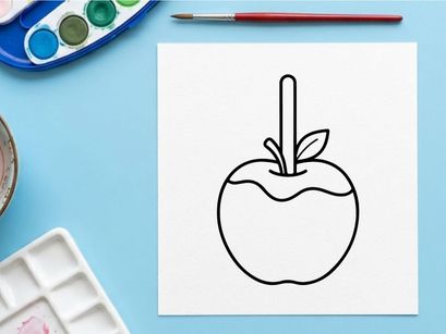 Hand-drawn red apple with leaf illustration. Minimalist fruit sketch for design and educational projects.