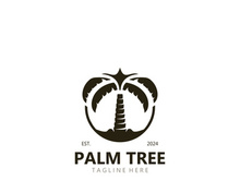 Palm tree simple and modern premium logo design. abstract icon palm beach illustration