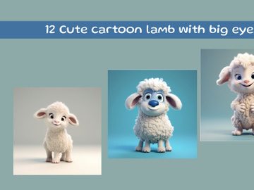 Cute cartoon lamb with big eyes preview picture