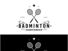 Modern Badminton logo design with Dynamic Shuttlecock and Racket, for championship, sport, sports shop, badminton school, business, company, tournament