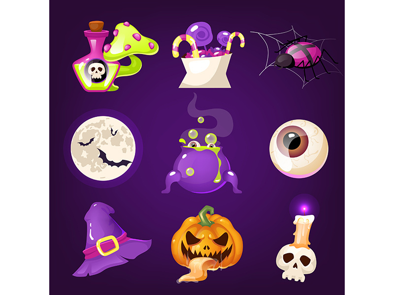 Halloween decoration cartoon vector set