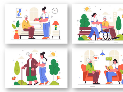 10 Elderly Care Services Illustration
