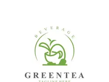 Green tea logo, herbal, organic health minimal design template