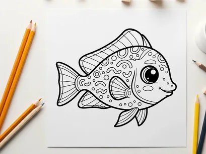 Cute cartoon fish swimming vector illustration flat design