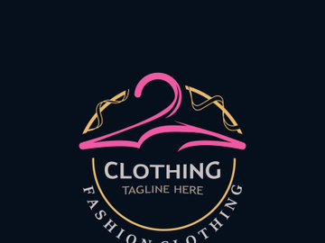 Clothing and Fashion logo design hanger concept, creative simple fashion shop business fashion vector beauty preview picture