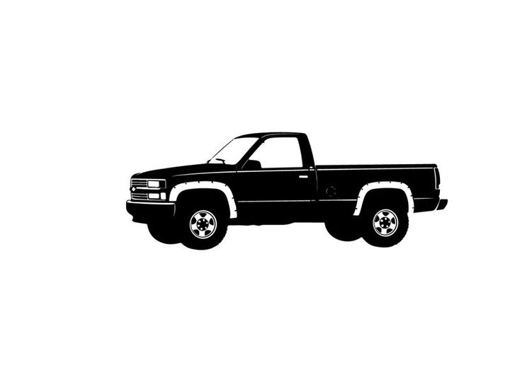 Silhouette of a classic american pickup truck in profile