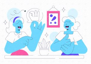 10 Sign Language Daily Interaction Illustration