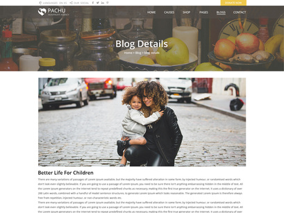 Pachu - Charity, NGO, Non Profit website PSD template