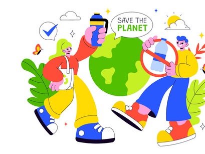 10 Plastic Waste Reduction Illustration
