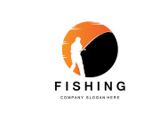 Fishing Logo Design, Fish Hunting Vector Illustration