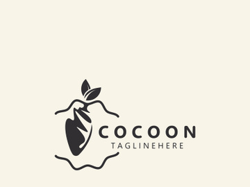 Cocoon logo Butterfly silkworm symbol. Illustration caterpillar animal template design preview picture