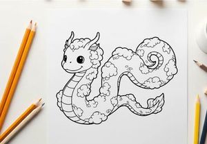 Cute cartoon cloud dragon vector illustration flat design