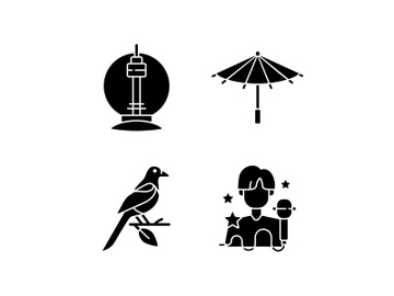 Korean traditions black glyph icons set on white space preview picture