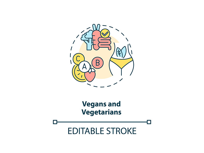 Vegans and vegetarians concept icon