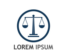 Law firm logo with scales.