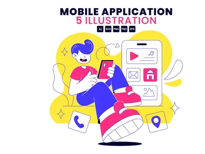 5 Mobile Application Illustration